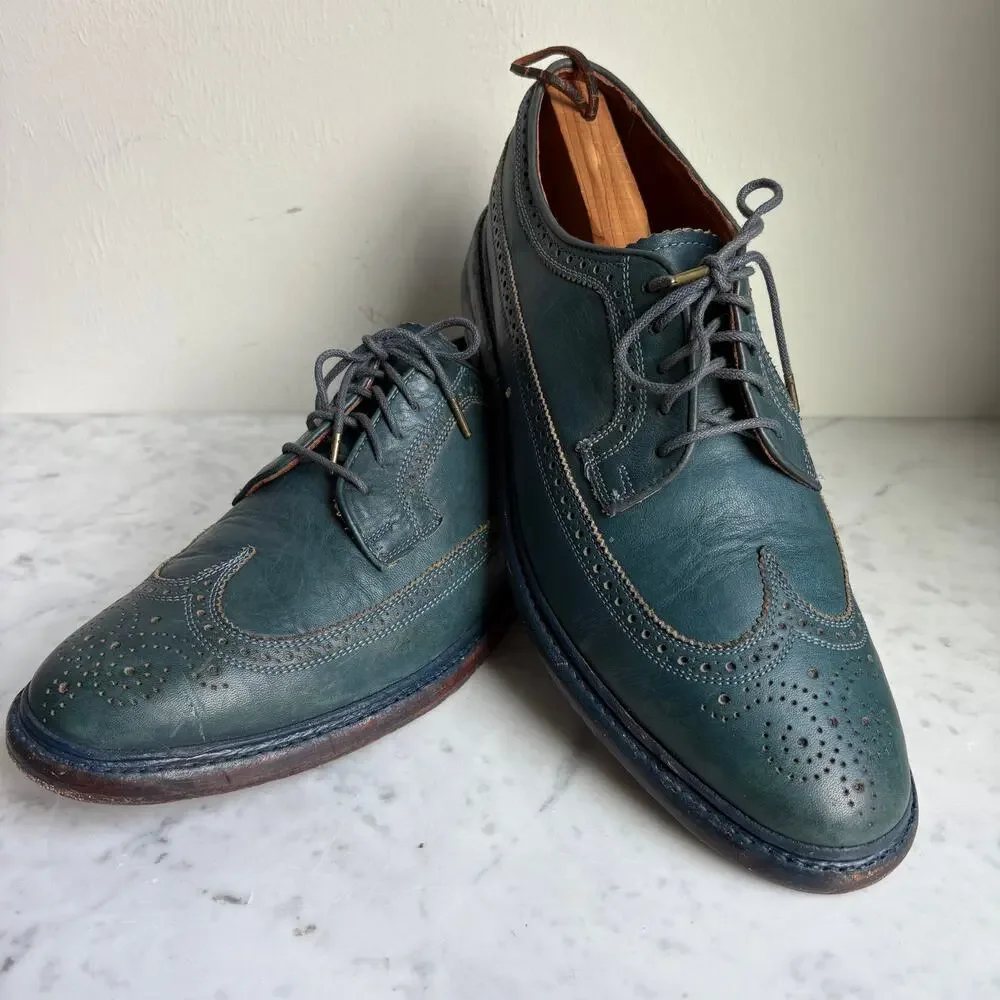 Florsheim by Duckie Brown Teal Leather Brogue Oxfords Men’s 10.5D Heritage Prep